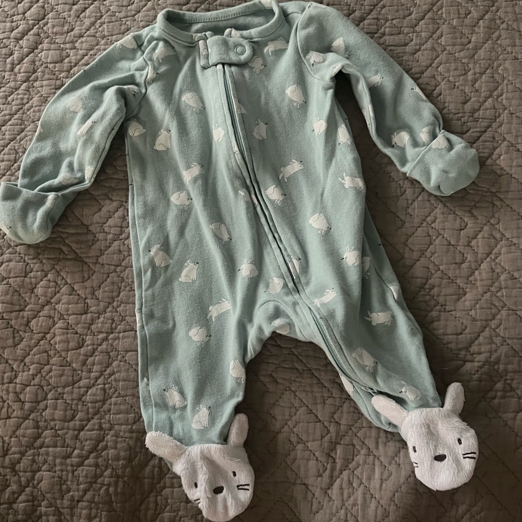 Carter’s Newborn Baby Footed Bunny Print Zip Front One Piece